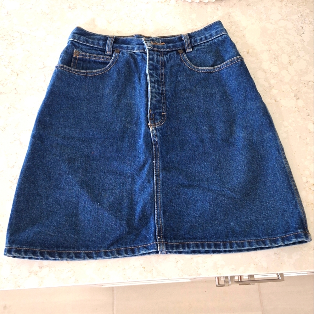 Vintage 1980s Calvin Klein Denim Blue Denim Mini Skirt Size 9